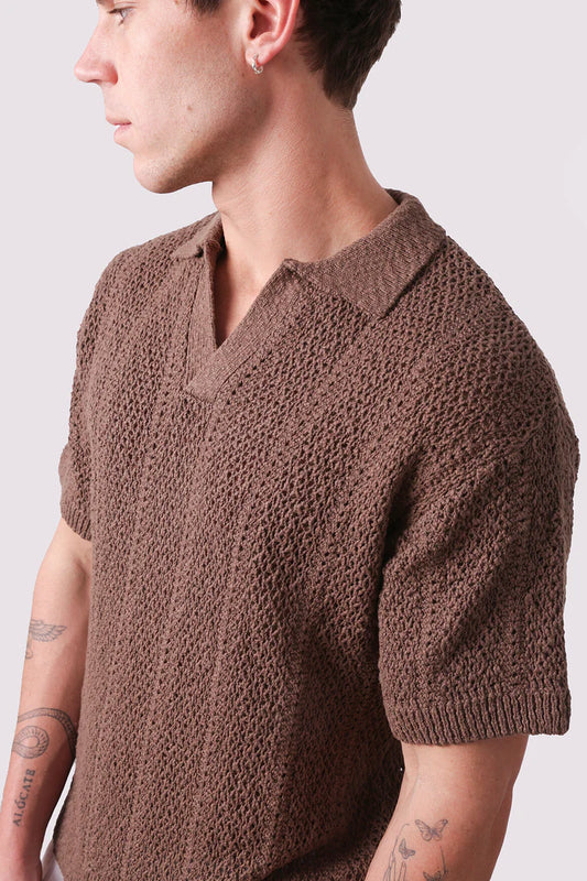 Maya Knit Polo | Chocolate