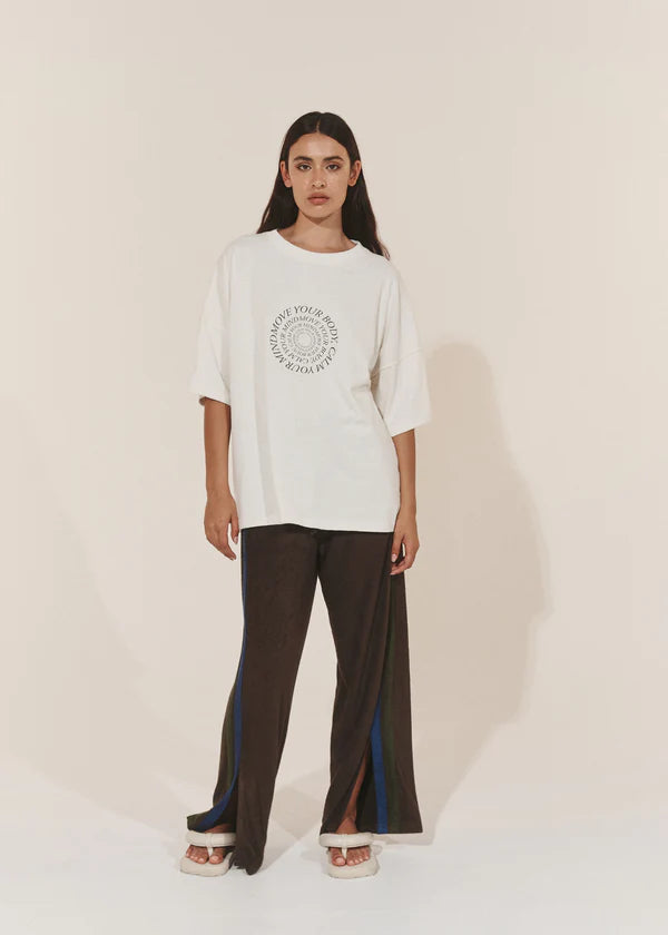 Oversized Hemp Circular Tee | Raw/Dark Brown