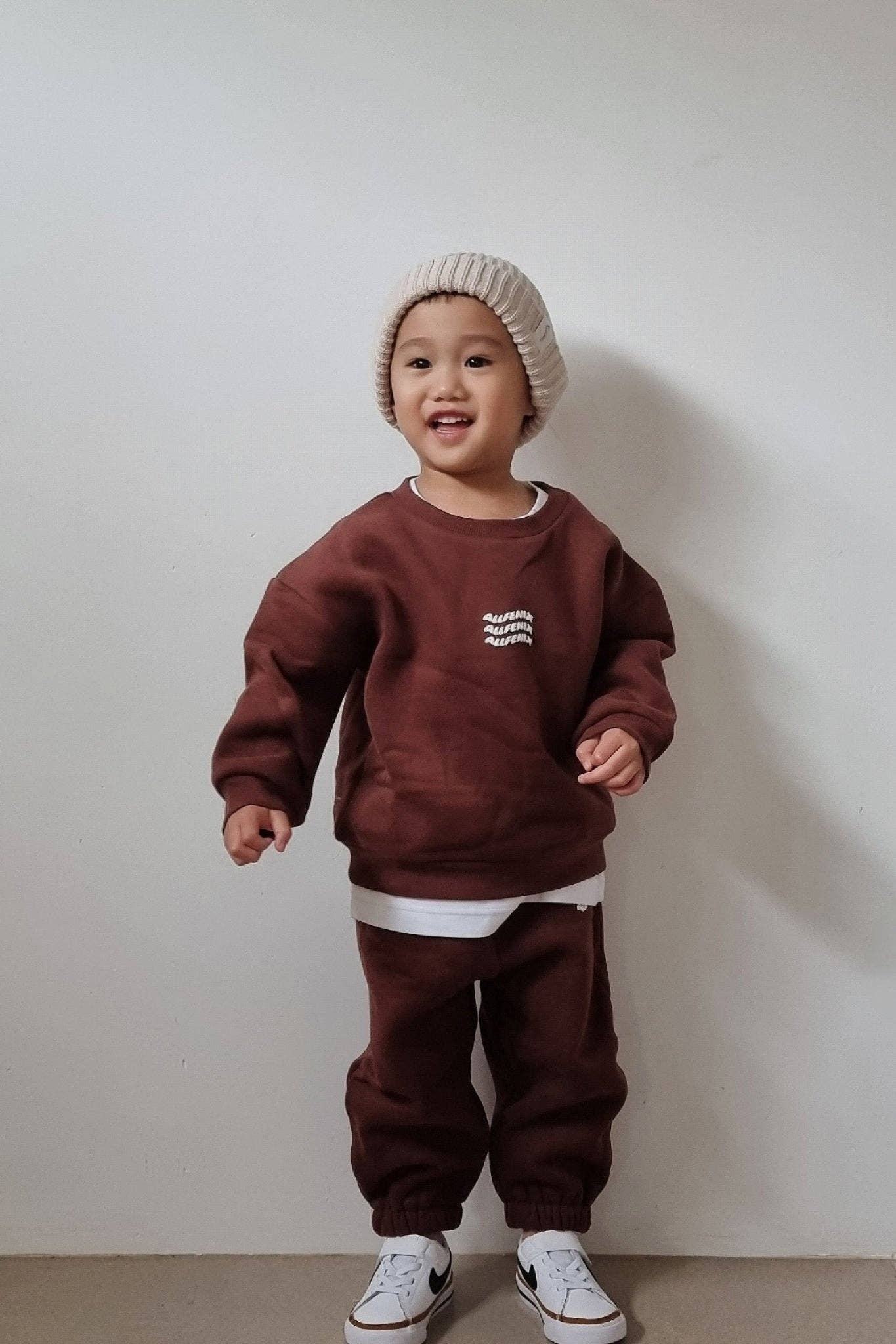 Mini Waves Crew Jumper | Chocolate