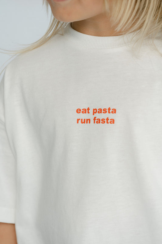 Eat Pasta Run Fasta Tee | White