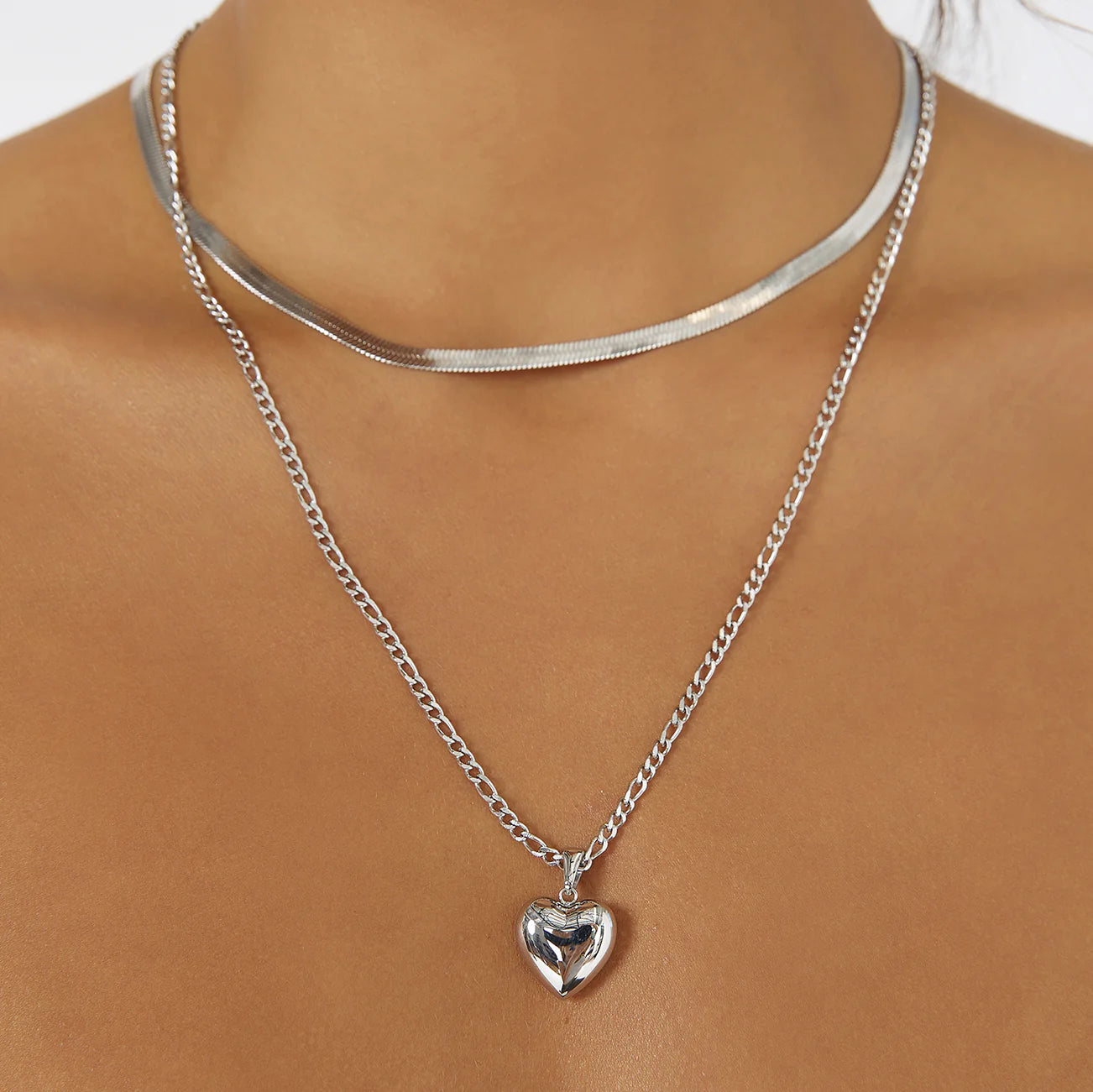 Rose Heart Necklace | Silver