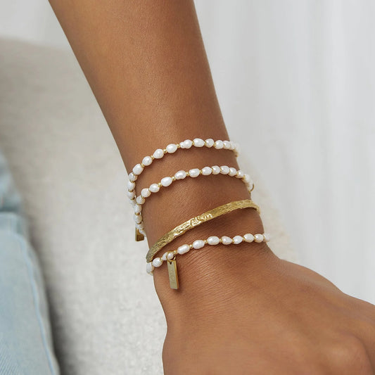 Amber Pearl & Gold Bracelet