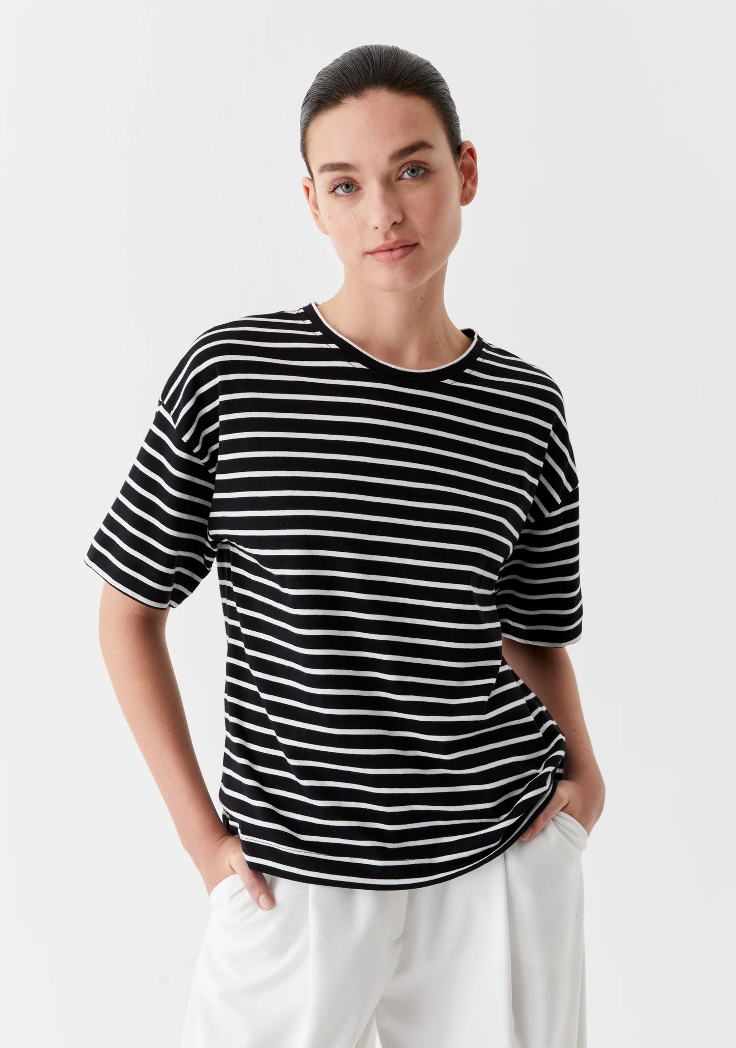 Archie Stripe Tee | Black White