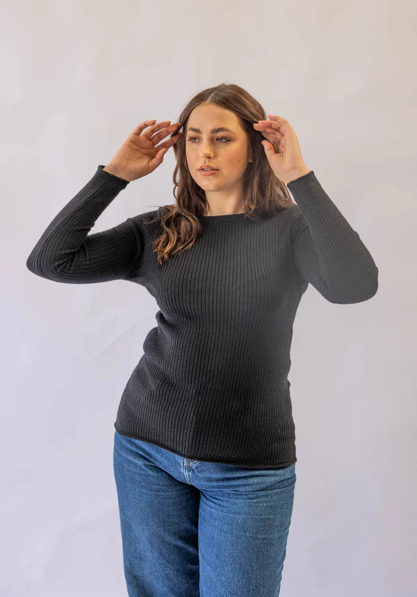 Paige Round Neck Long Sleeve | Black