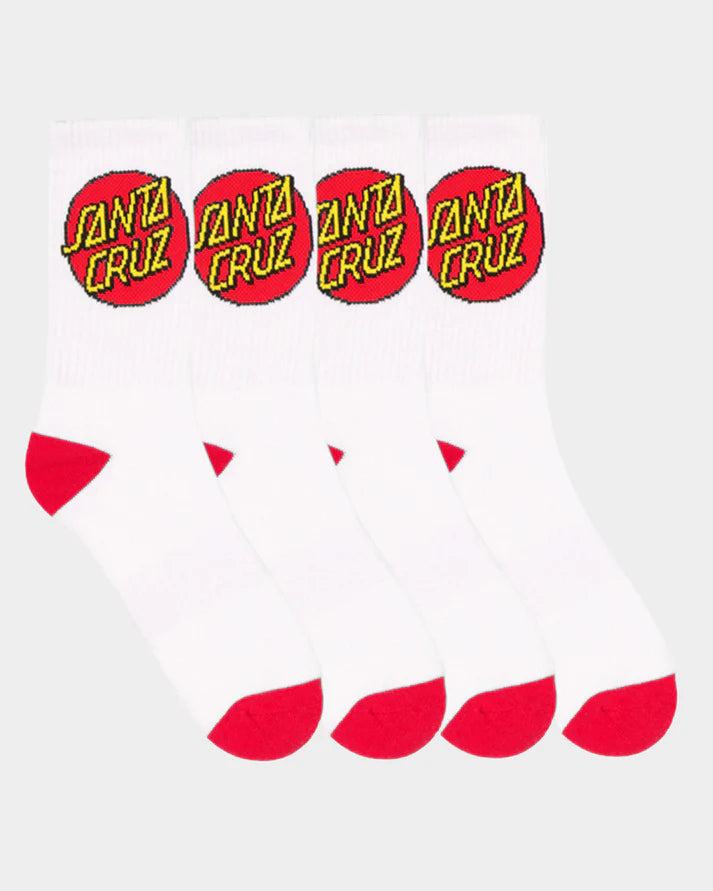 Classic Dot Boys Crew Socks (4 Pack) | White