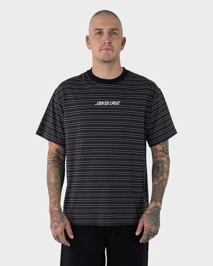 Solid Strip Tunnel Men's Box Fit T-shirt | Black Stripe