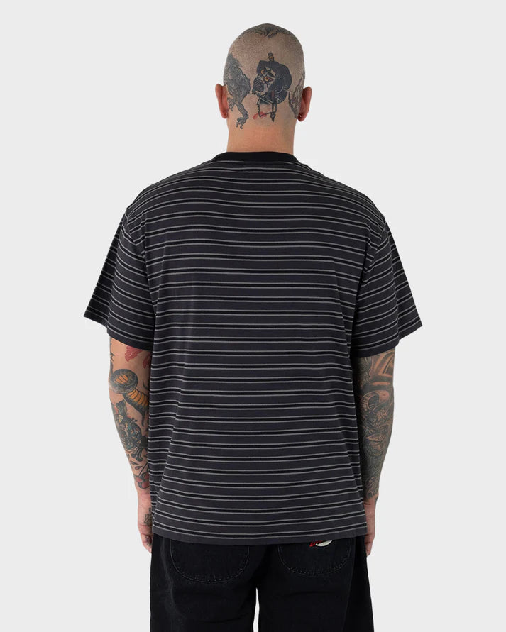 Solid Strip Tunnel Men's Box Fit T-shirt | Black Stripe