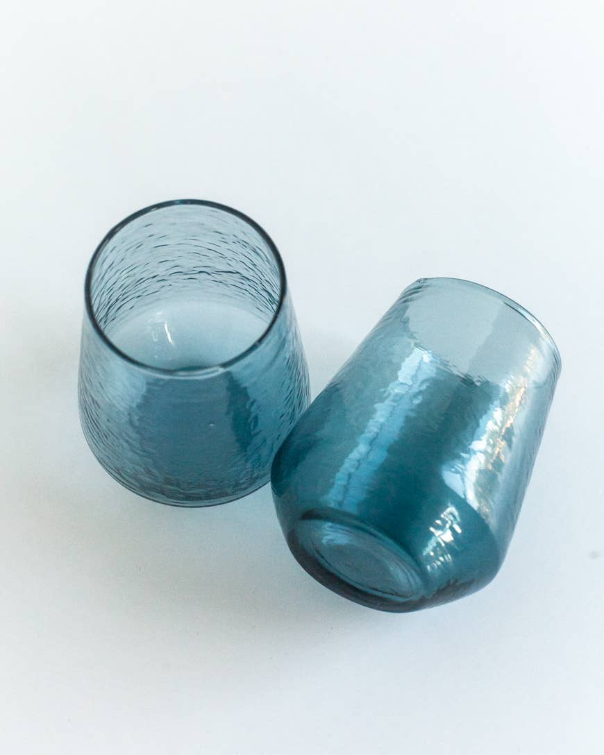 Handblown Hammered Glass Tumbler | Set of 2