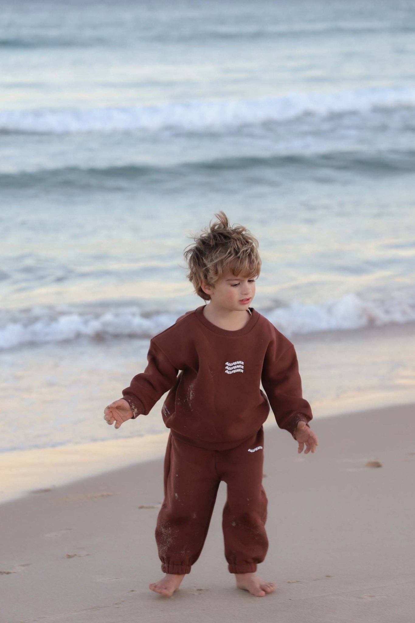 Mini Waves Crew Jumper | Chocolate