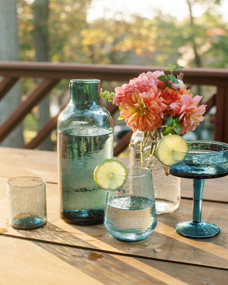 Handblown Hammered Glass Carafe