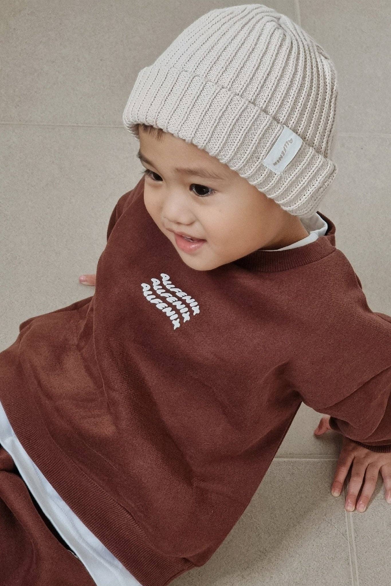 Mini Waves Crew Jumper | Chocolate